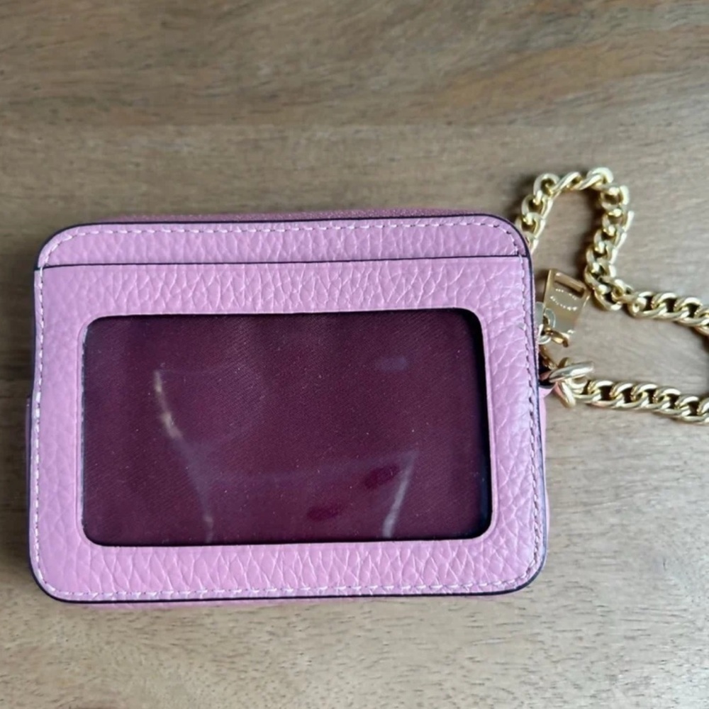 NWOT COACH Zip Card Case w Chain Pebble Leather GORGEOUS & AUTHENTIC - Picture 3 of 4